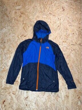 The North Face DryVent Rain Jacket Boys L 14/16 Blue Navy Orange Hooded